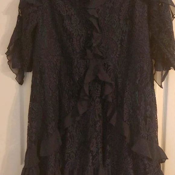 Size 16 navy blue lace ruffle lane bryant dress